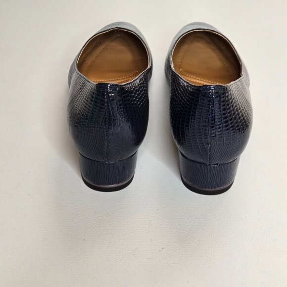 J. Renee Bambalina Lizard Print Patent Navy Blue Pump Shoe Sz 12 - Picture 7 of 10